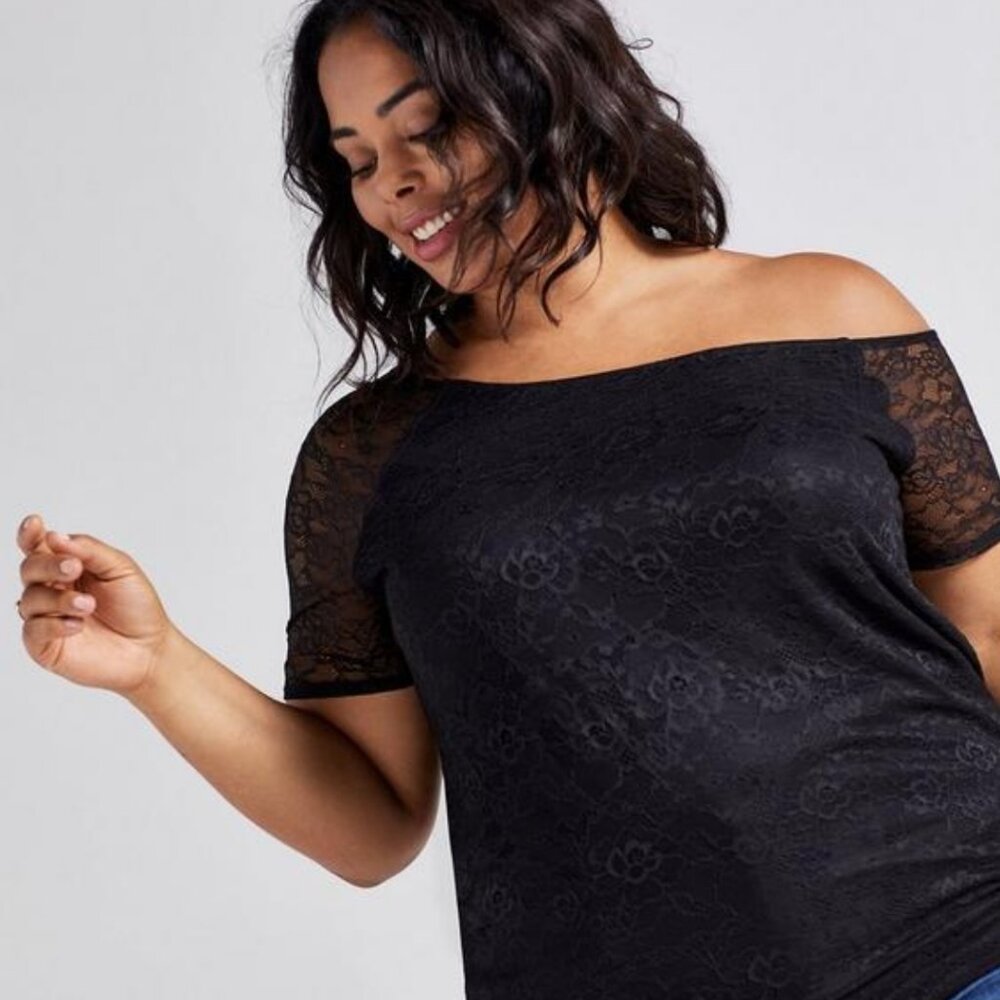 Torrid Off Shoulder Knit Lace Sleeve Top Size 4x NWT